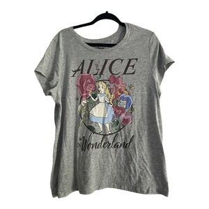 Disney Alice in Wonderland Roses Grey Women's TShirt Size XL